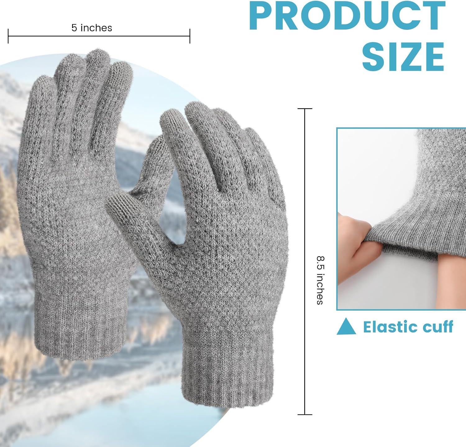 Winter Touchscreen Gloves for Men - Thermal Soft Knit Gloves for Running, Driving and Hiking