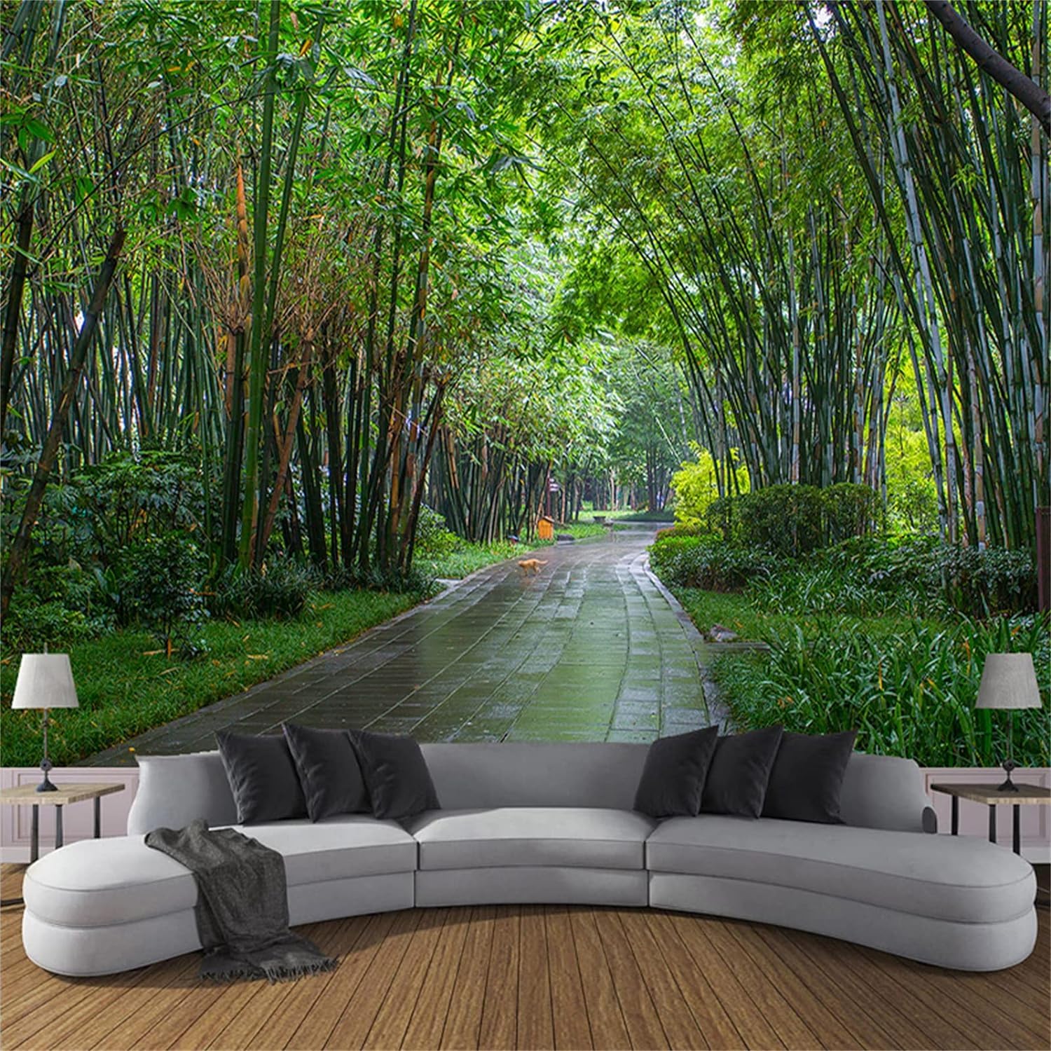 Papier peint mural bambou sur mesure pour salon