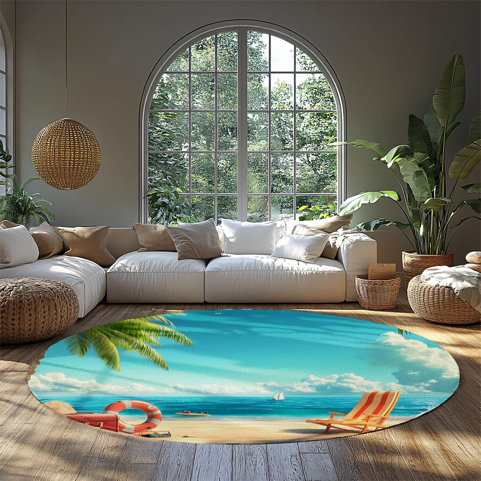 Tapis antidérapant bleu lavable en machine avec motifs bouée et bateaux