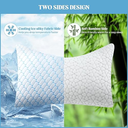 Miniatura 2 de Juego de 2 almohadas de espuma viscoelástica tamaño Queen, refrescantes, suaves, paquete de 2 almohadas de espuma viscoelástica trituradas para