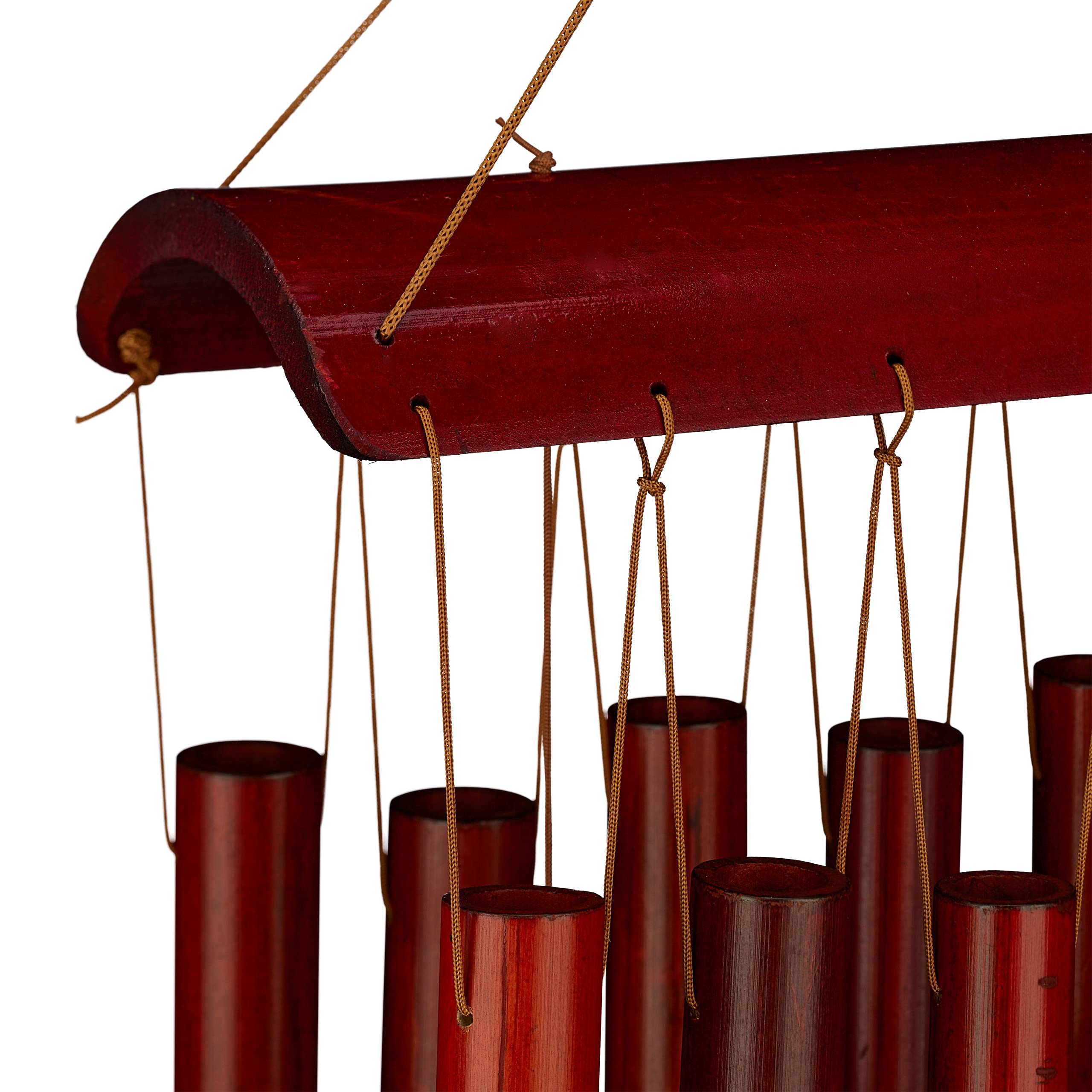 Relaxdays Carillon à Vent en Bambou, à Suspendre, Sons apaisants, H x L 60 x 21 cm, pour intérieur et extérieur, Marron