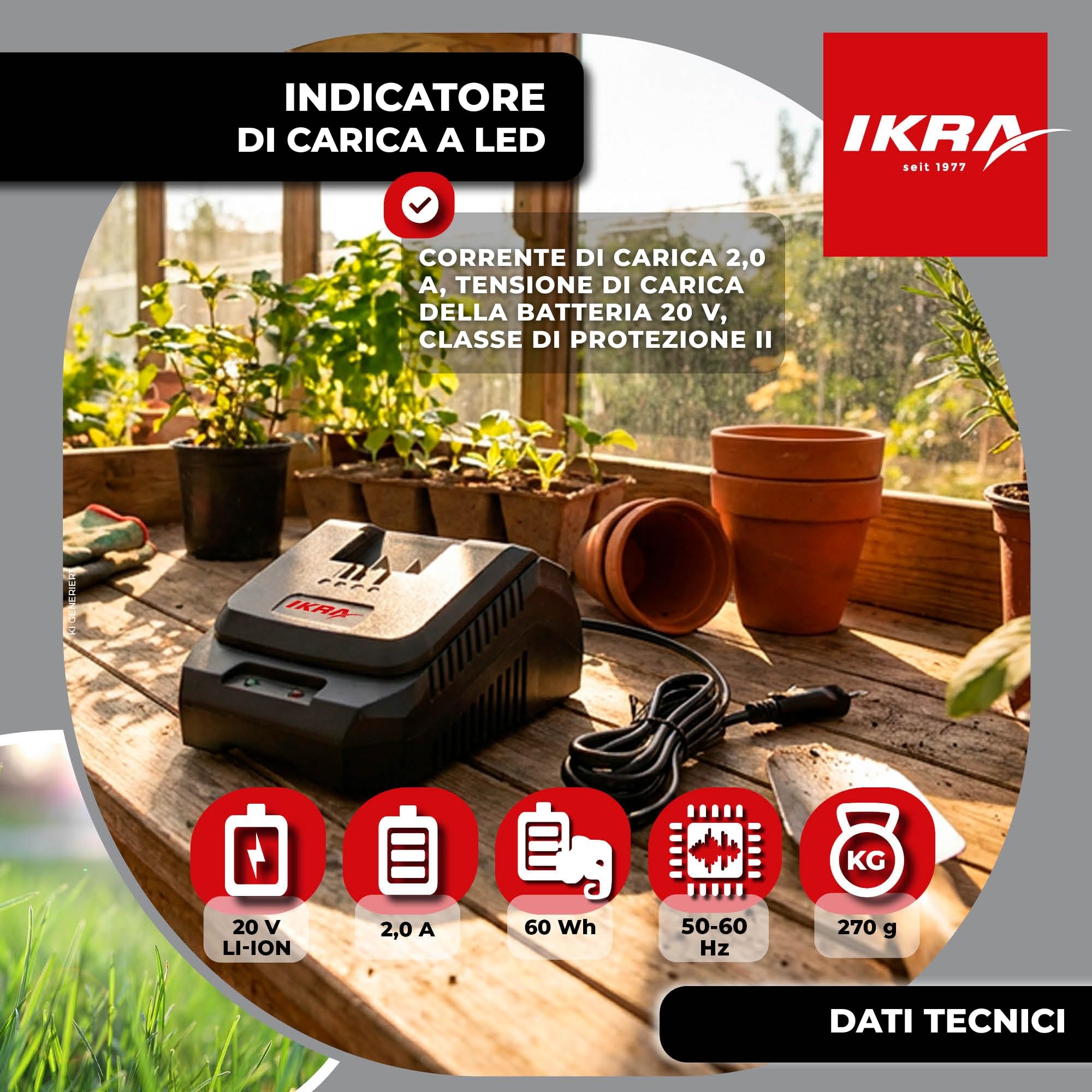 IKRA caricabatteria rapido 20V Stazione di ricarica Caricabatteria rapido con display LED