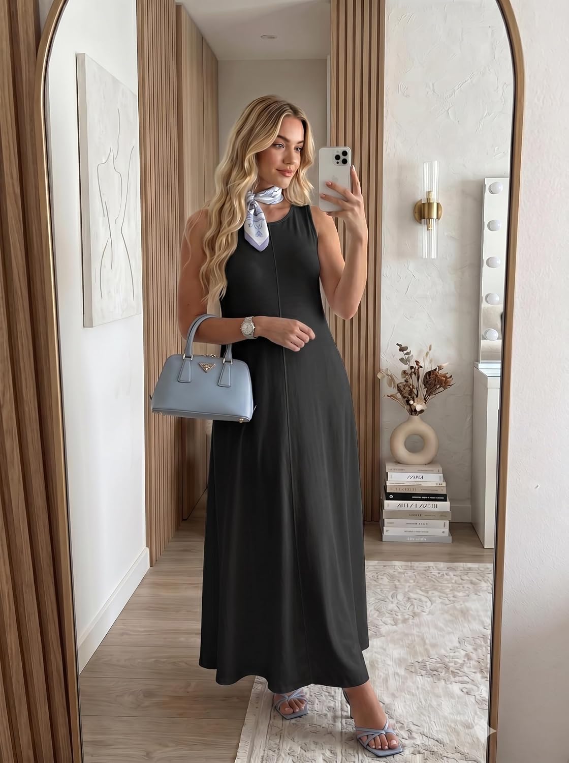 MEROKEETY Women's Summer Maxi Dresses Casual Sleeveless Cotton Tank Dress image 4