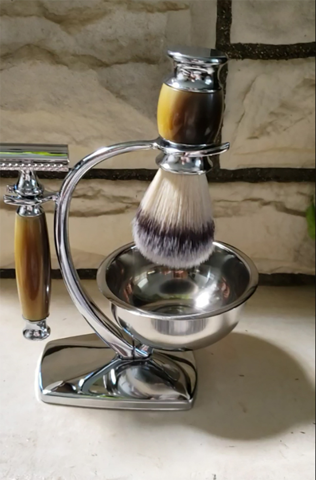 Shaving Set For Men, 3 In 1 Shaving Set Includes Shaving Brush, Razor And Brush Holder, Professional Men's Shaving Tool For Birthday, Father's Day