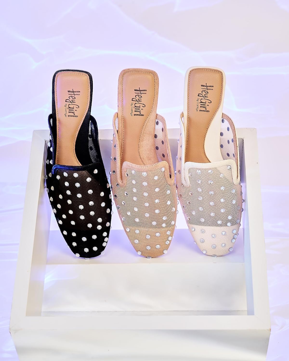 Corkys Footwear Hey Girl to Die for Slip-on Flat Mule - Rhinestone Mesh Body, Closed Toe, Breathable and Lightweight Elegance, Comfortable and Lightly Cushioned Insoles