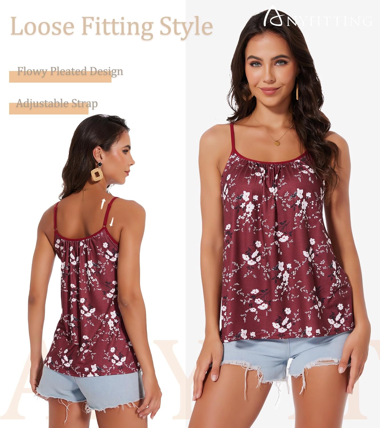 Tank Top with Built Sewn in Bra Cup Push Up Supportive Sleeveless Camisole Tee Shirt Top Bra Relaxed Blouse S-4XL - Image 3