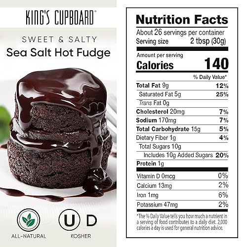 Miniatura 2 de King's Cupboard Salsa de chocolate caliente con sal marina, la salsa de dulce de azúcar caliente perfecta para cubrir helados y postres, llovizna de