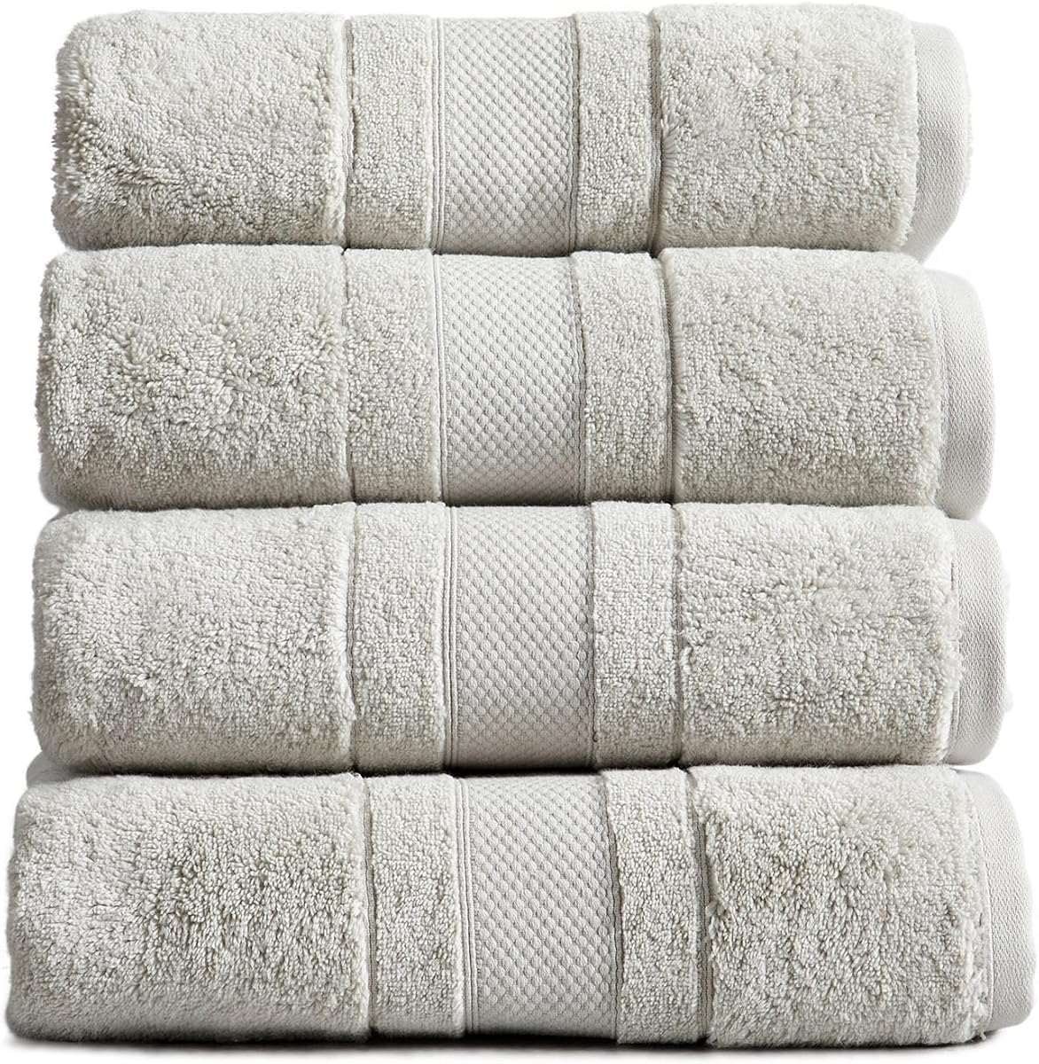 Luxury 100% Cotton Bath Towels Set | 4-Pack | Premium Grey | 700 GSM | Premium Bath Towels | Ultra Soft Thick Plush & Highly Absorbent | Luxury Hotel & Spa Bathroom Towels