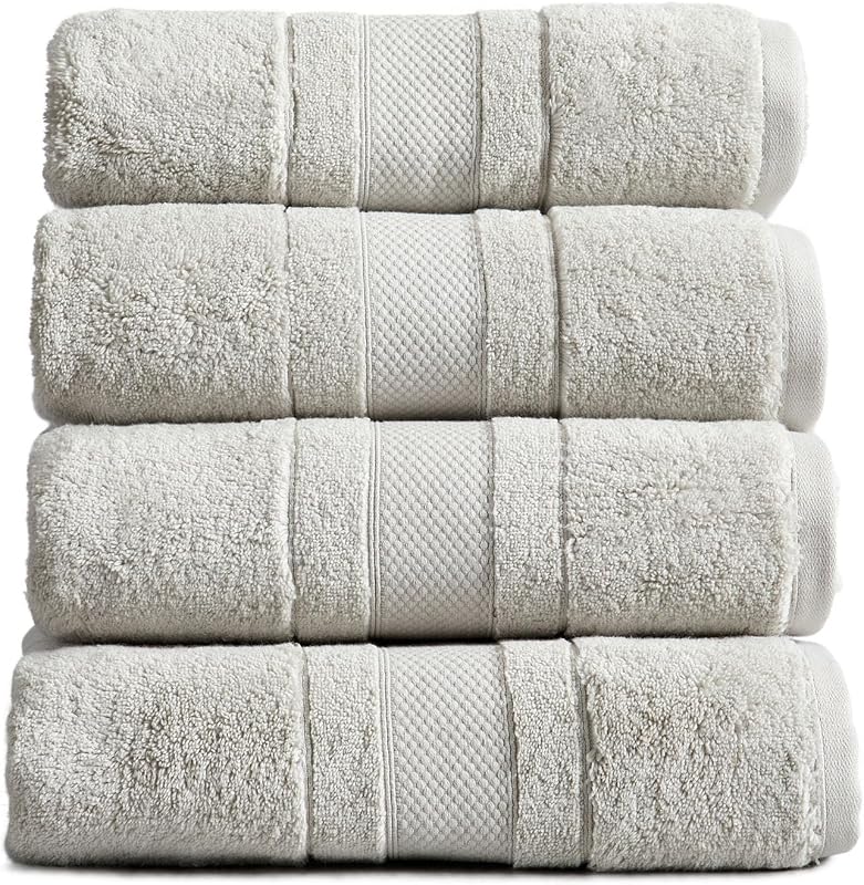 Luxury 100% Cotton Bath Towels Set | 4-Pack | Premium Grey | 700 GSM | Premium Bath Towels | Ultra Soft Thick Plush & Highly Absorbent | Luxury Hotel & Spa Bathroom Towels