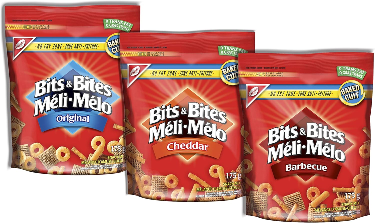 Bits & Bites Cheddar & Original & Barbecue Snack Mix, 175g (Pack of 3) Amazon.ca Grocery
