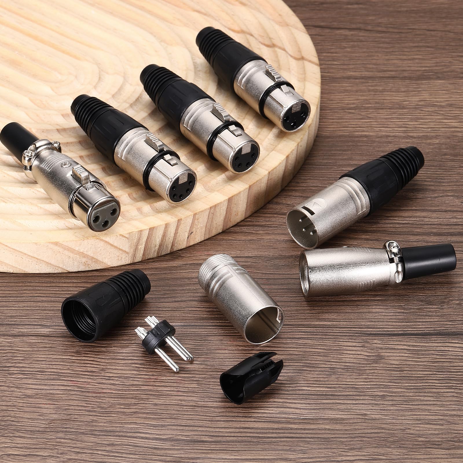 QUARKZMAN 4 Szt XLR 3-pinowe złącze, wtyk męski żeński złącze kabla mikrofonu jack XLR końcówki audio gniazdo mikrofonu, czysta czerń
