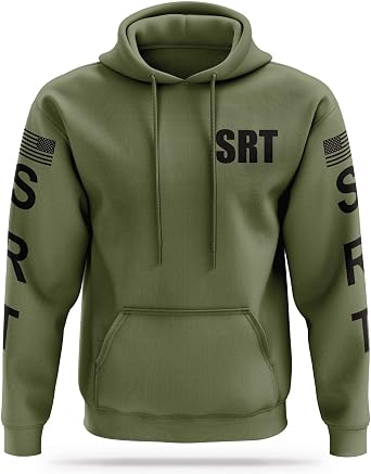 SRT Utility Hoodie - USA Patriotic Apparel - 100% Polyester for Odor Free, Moisture-Wicking Quick Dry Comfort. Green/Black