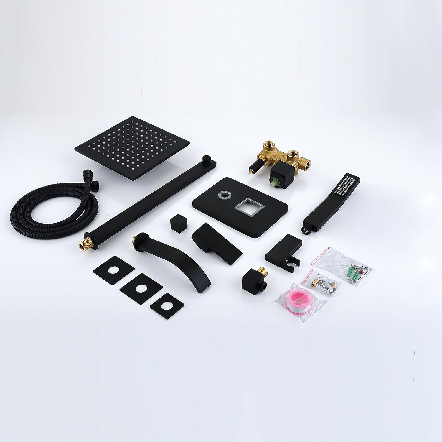 Uр Tо 60% оƒƒ Shower System Matte Black Shower Faucet set with 8 inches Rain Shower Head and Waterfall Tub Spout Shower Fixtures(Black Shower Tub Faucet)