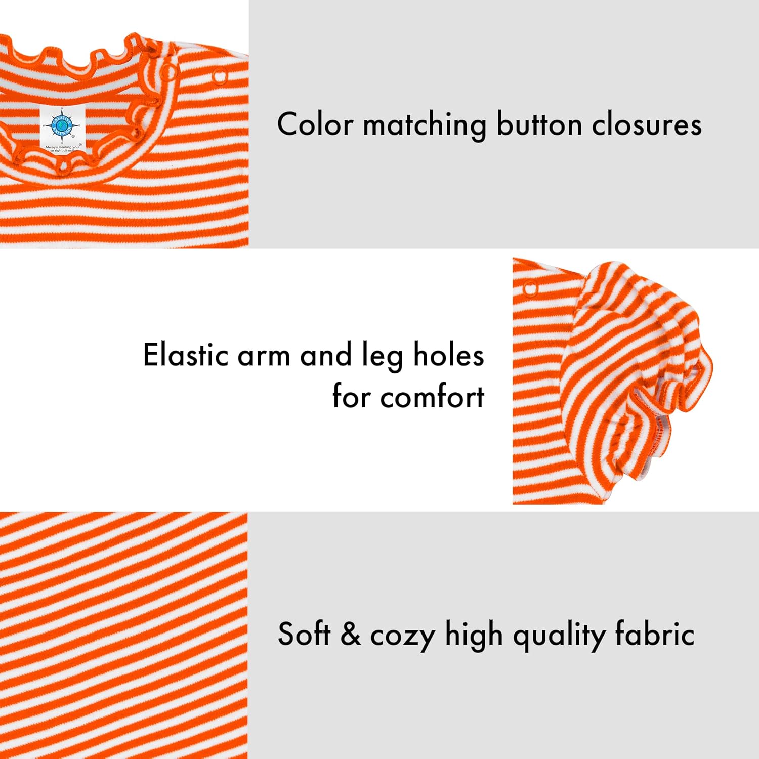 Creative Knitwear College Baby Striped Puff Sleeve Romper - Team Logo, Many Colors, for Girls (Newborn-12 Months)