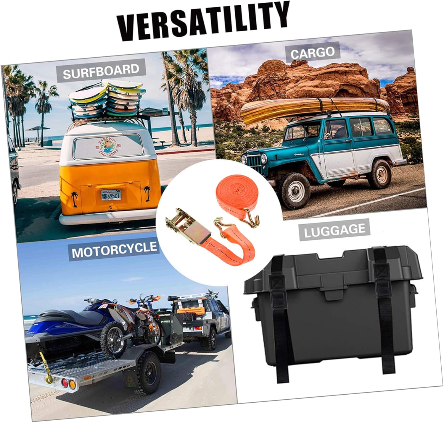 POPETPOP 4pcs Heavy Duty Retractable Ratchet Tie Down Straps Ratchet Cargo Straps Buckle Heavy Duty for Cargo