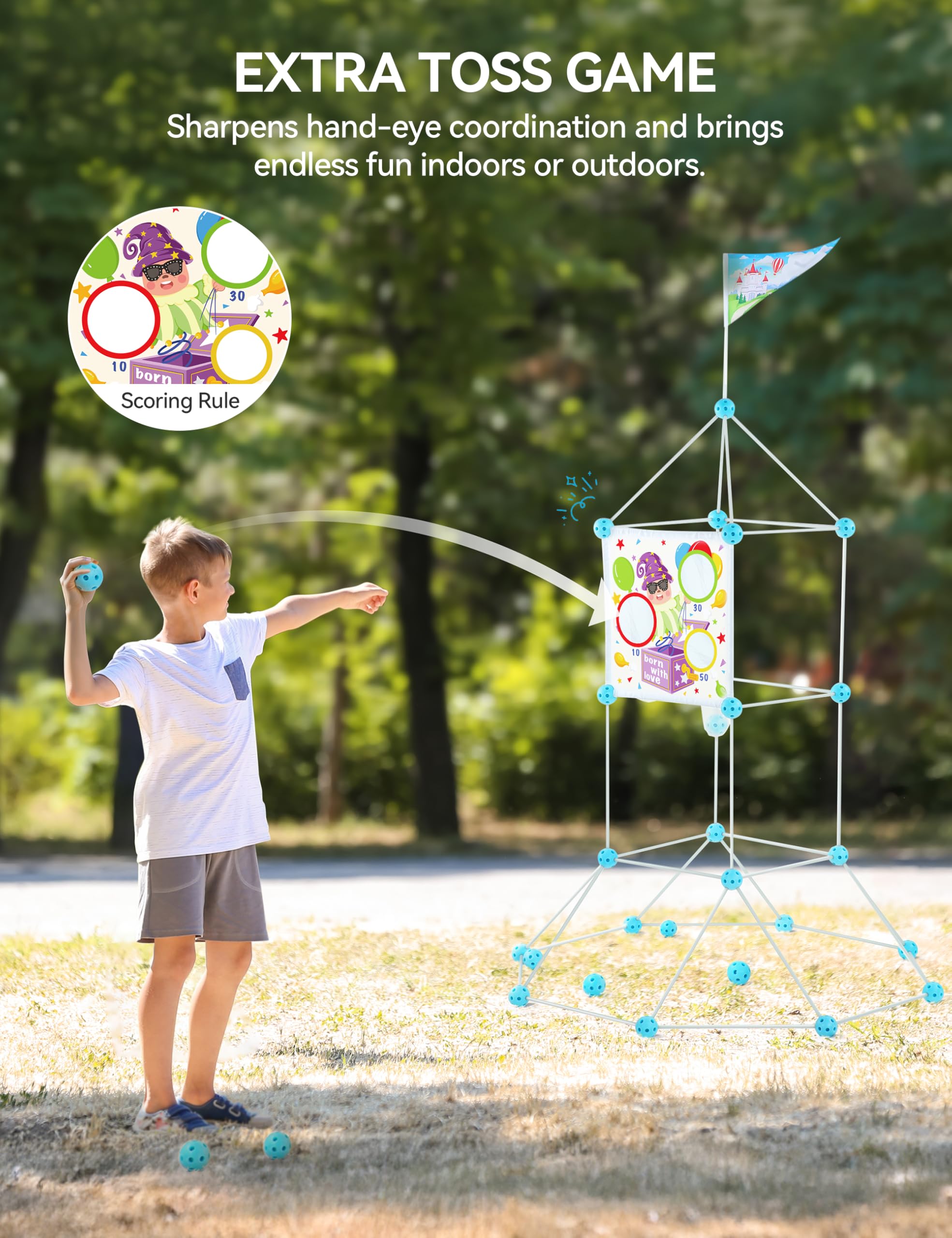 besrey 144 Pz Kit Costruzioni del Forte per Bambini con Gioco di Lancio, Brilla al Buio - Regalo di Natale per bambini,Creative Forts per Ragazzi 5 anni+, Tunnel Gioco per Bambini, Castello, Tenda