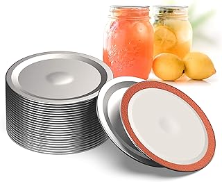 WTS Wide Mouth Canning Lids, 86mm Mason Canning Jar Lids, Leak Proof Split-Type Lids with Silicone Seals Rings. Wide Mouth...