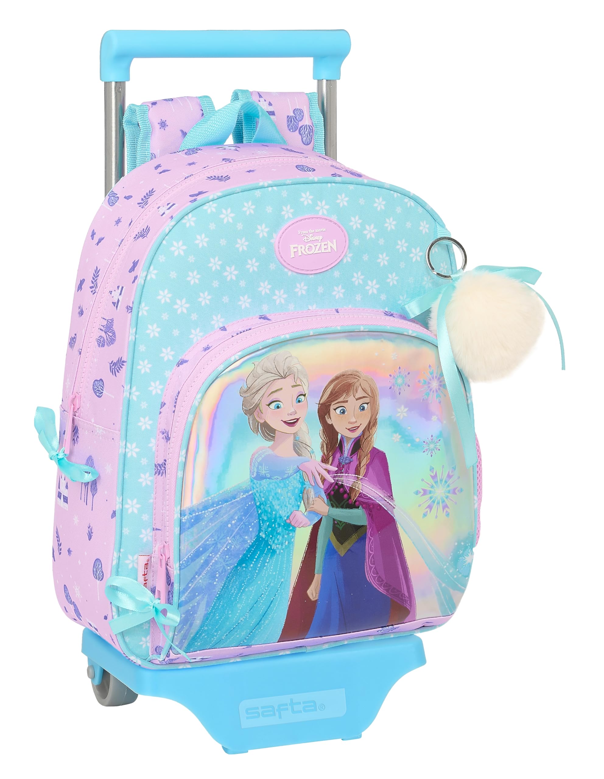 Safta FROZEN COOL DAYS - Mochila Infantil con Carro 705, Ideal para Niños de Diferentes Edades, Cómoda y Versátil, Calidad y Resistencia, 28x10x34 cm, Color Violeta/celeste