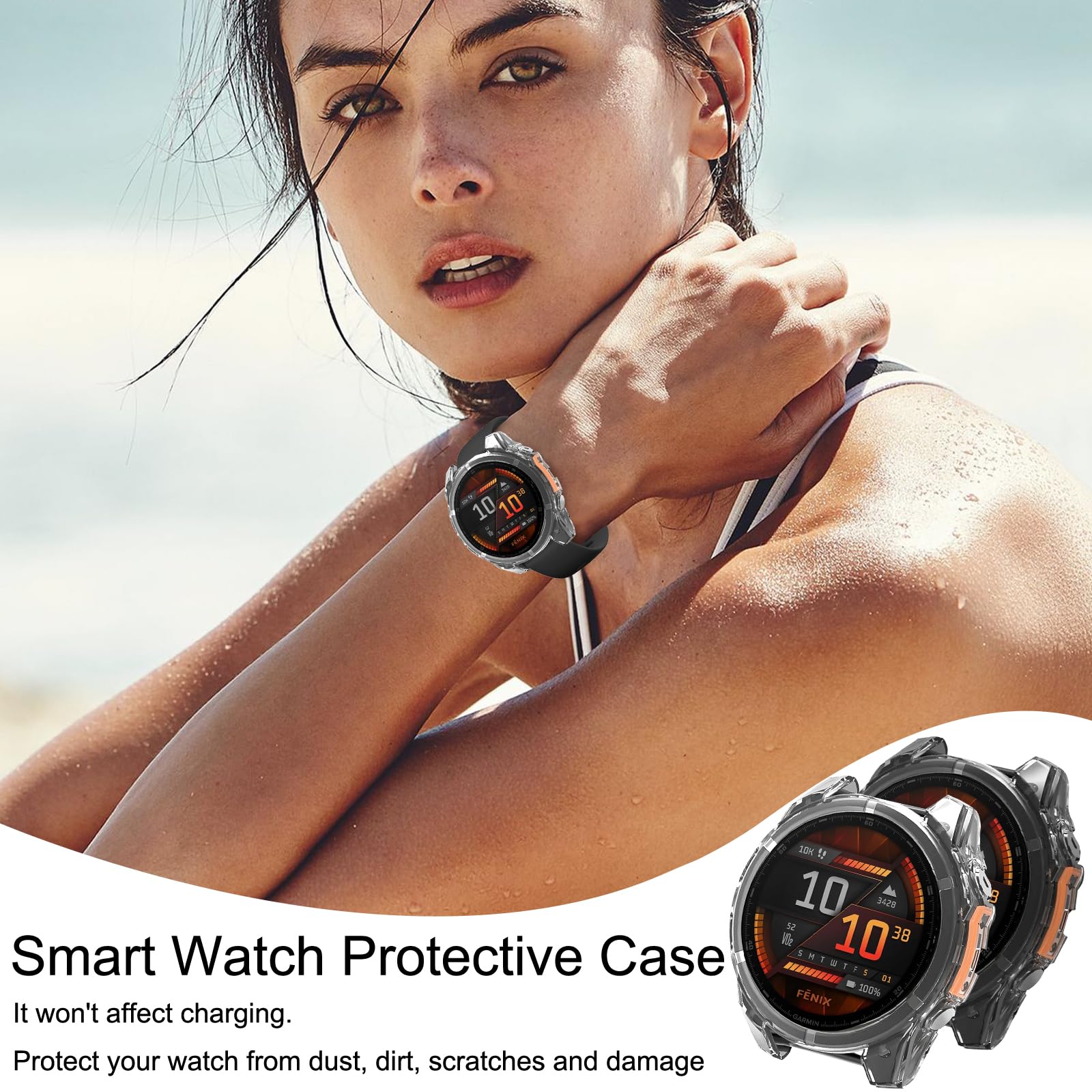 Coque Protection TPU Transparent Pour Garmin Fenix 8 51mm – Ultra Mince, Antichoc, Accès Total Aux Boutons - 5