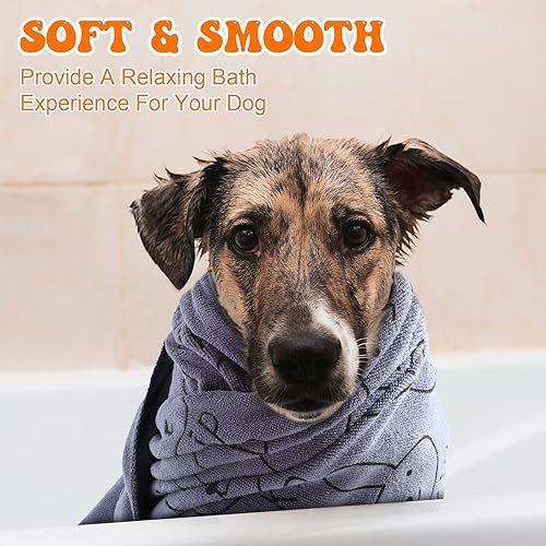 Miniatura 5 de Peryiter 8 toallas de secado para perros a granel de 55 x 28 pulgadas, toallas de baño absorbentes de microfibra para perros, toallas de baño de