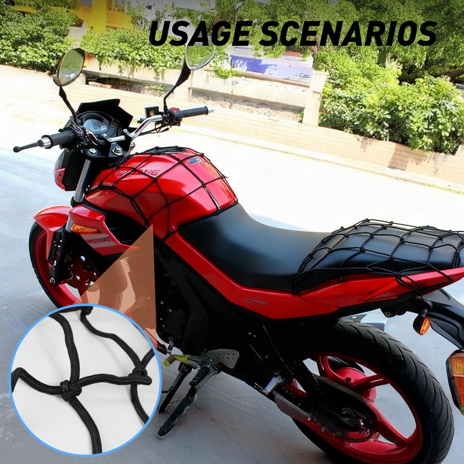 leruiyezs 2 Piezas Pulpo Moto,40x40cm,con 6 Ganchos Ajustables,Negro,para Casco Motocicleta Bicicletas Scooter,Uso Diario,Amarre de Almacenamiento,Red De Equipaje Bicicleta Eléctrica Resistente — view 5