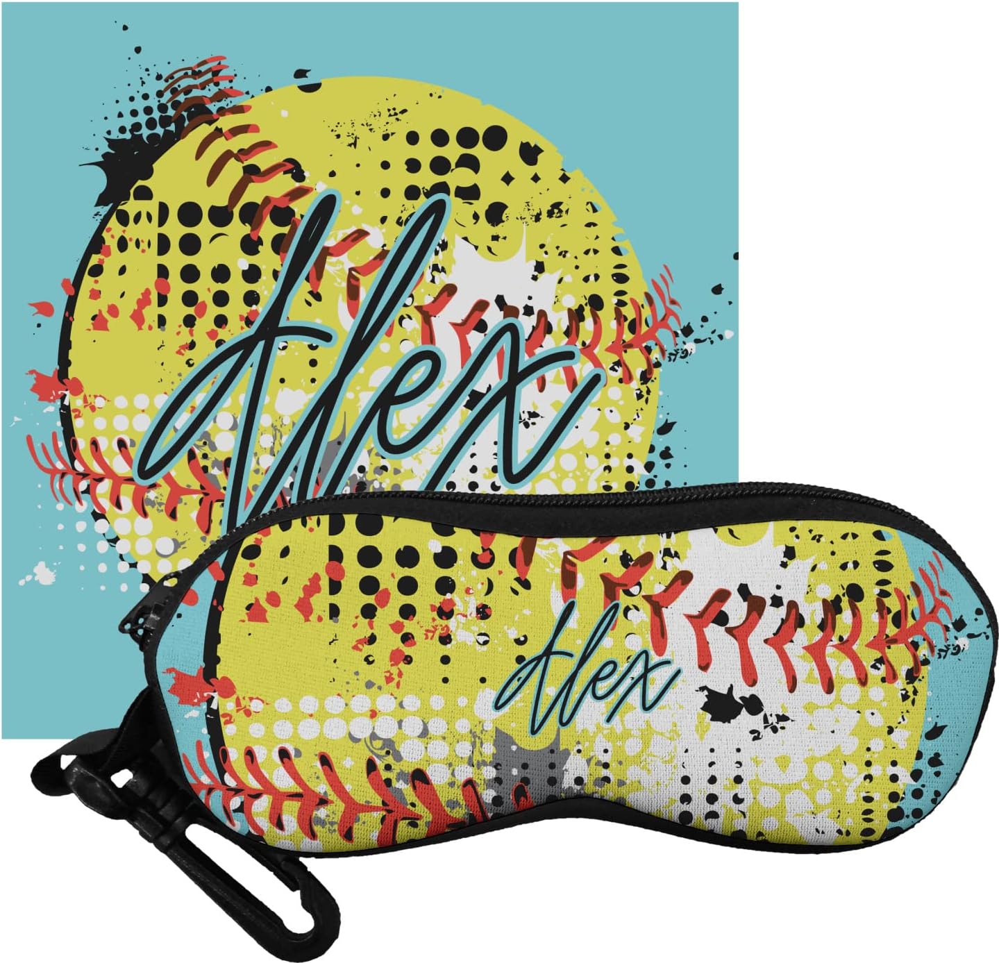 Personalized Softball Eyeglass Case & Cloth