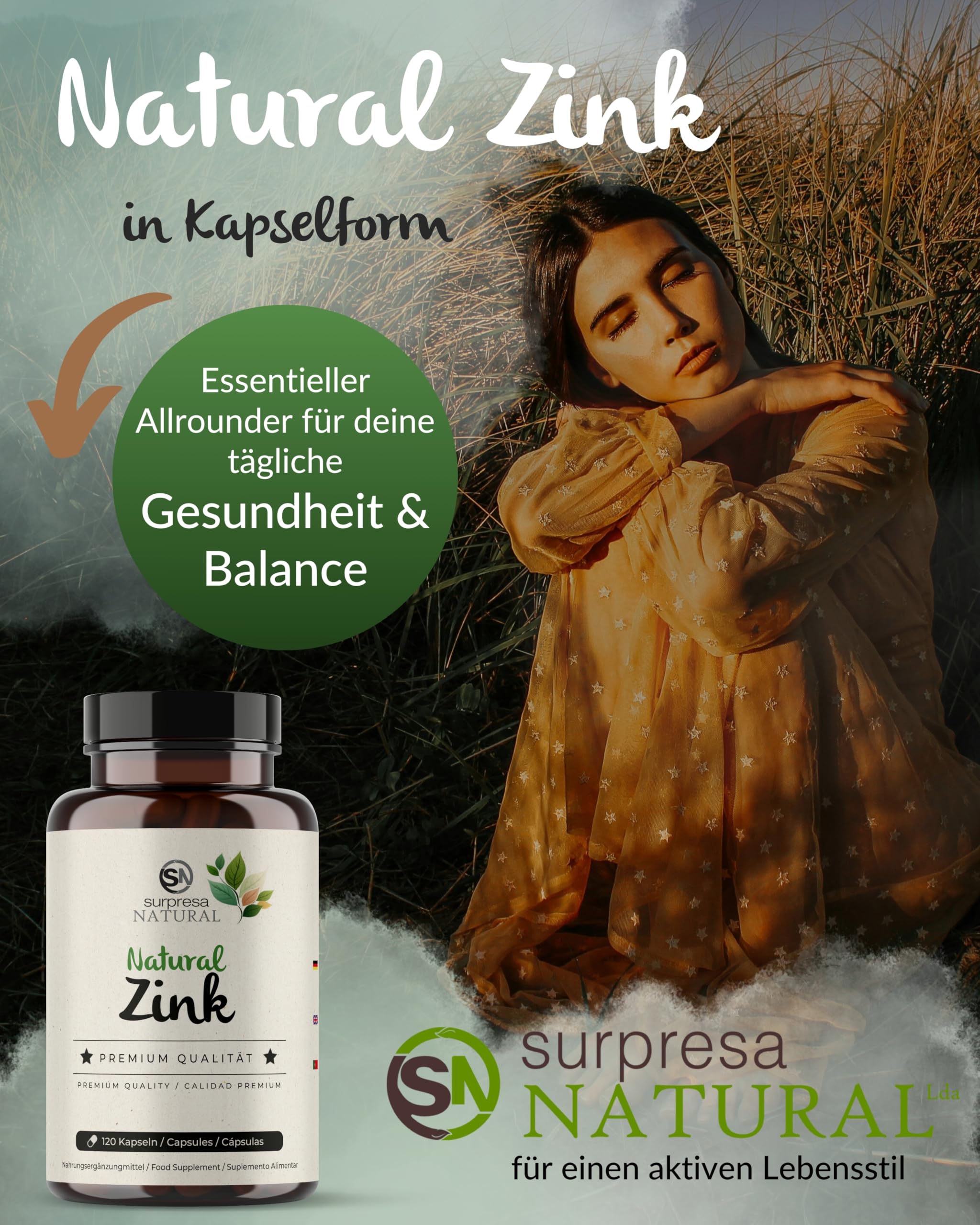 Zink-Kapseln I 3 x 120 Stück I Hochwertiges Zinc-Supplement mit 25mg natürlichem Zink aus 250mg Buchweizen-Extrakt I Vorrat für 12 Monate I 100% vegan, glutenfrei & natürlich