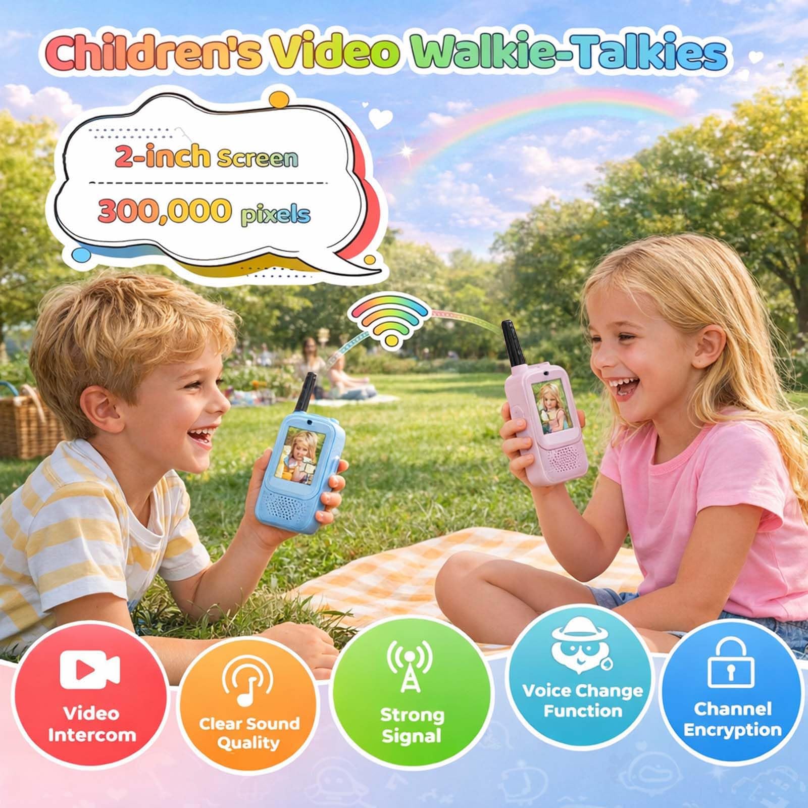 Video Walkie Talkies for Kids,2 Pack Kids Walkie Talkies,1640 Feet Long Range Walkie Talkies Kids With 4 Voice Changer,Gift Toys for Outdoor Play Camping Hiking for Boys Girls Ages 3-12(Blue+Pink) - Image 4