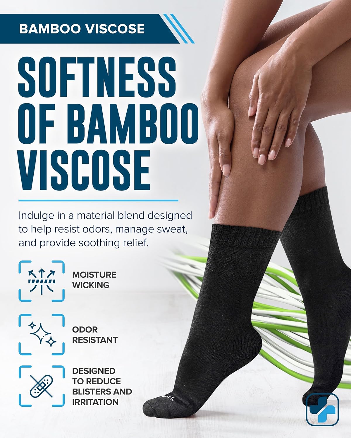 Doctor's Select Bamboo Viscose Diabetic Socks Women - 4 Pairs Crew Womens Diabetic Socks Size 6-9 - Image 4