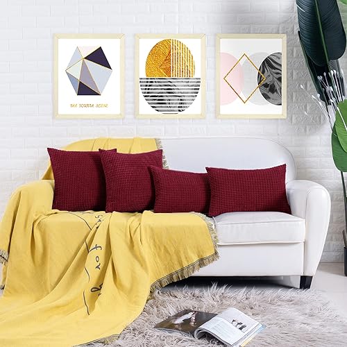 Miniatura 6 de HWY 50 Juego de 2 fundas de almohada lumbar decorativas color gris claro, para sofá o cama, funda de cojín rectangular suave y cómoda de pana de 12