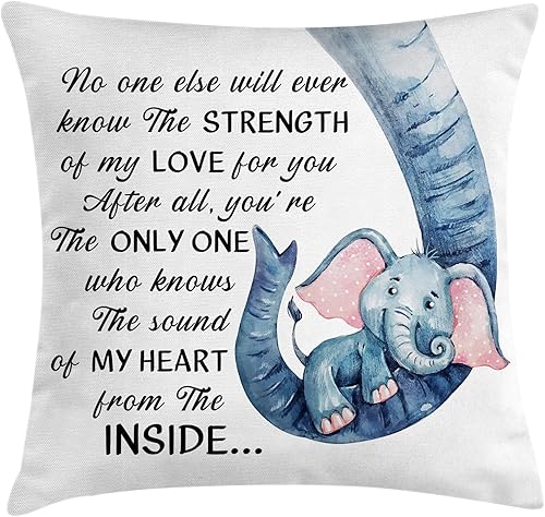Funda de almohada con diseño de elefante para madre bebé, nadie más conocerá la fuerza de mi amor por ti, 18 x 18 pulgadas, decoración para