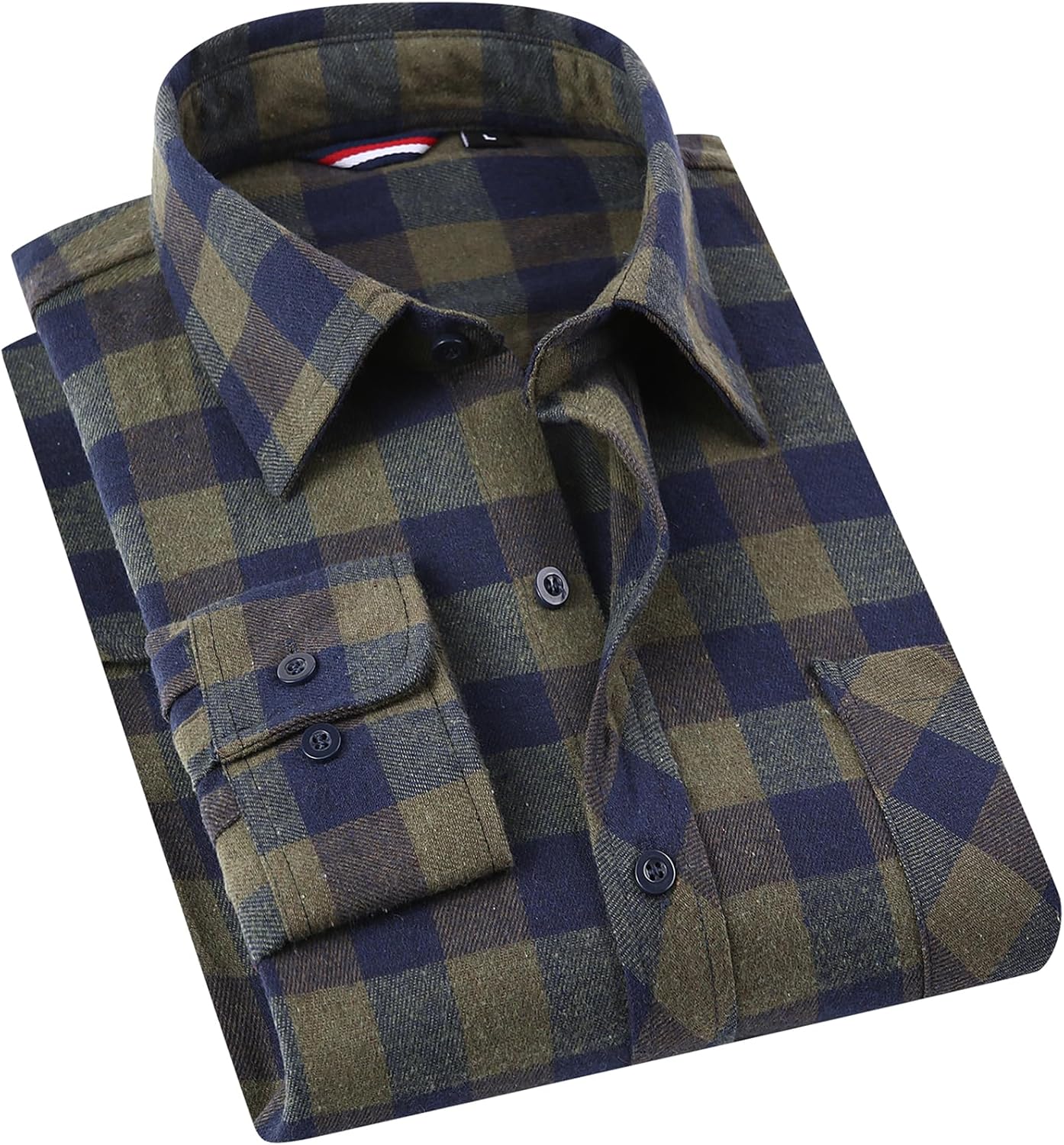 JupiterSecret Mens Flannel Plaid Shirts Long Sleeve Button Down Casual Shirt Regular Fit with Pockets - Image 5