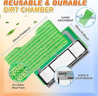 10 x Pack Steam Mop Replacement Pads, Reusable Mop Pads All-in-One Sanitizing Mop Pads Washable Pad for Shark Vac Mop VM252 VM251 VM200 VC205 VM250 VM200 VM200C VM190 VM250 Series(Green)