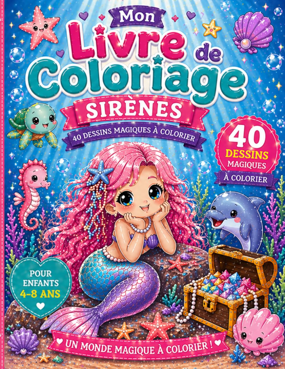 Mon Livre de Coloriage: Sirènes pour enfants de 4 à 8 ans