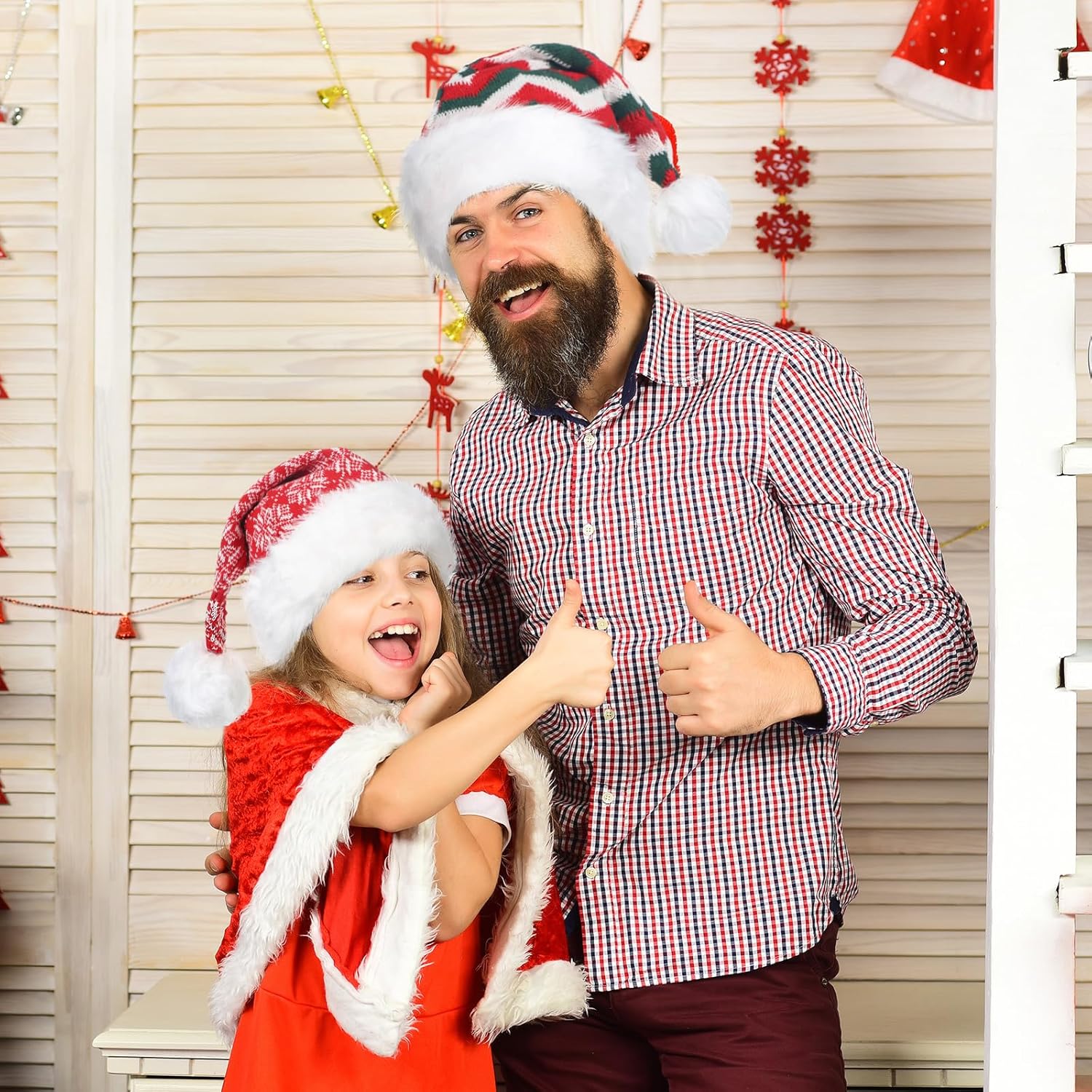 Liitrsh 16 Pcs Christmas Knitted Elf Hats Bulk Santa Xmas Crochet Beanies Hats Threaded Striped Holiday with Pompom for Adults Teens Men Women Unisex - Image 6