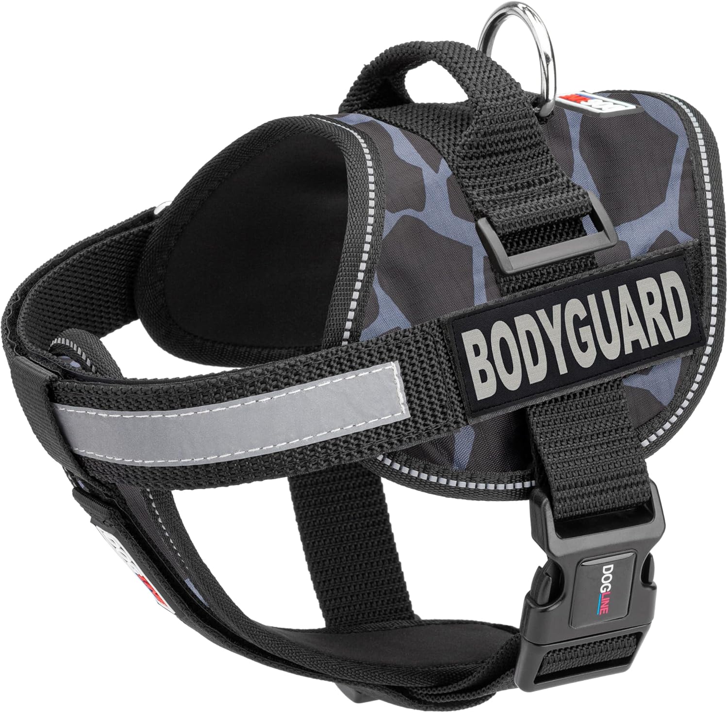 Dogline Unimax Dog Harness Vest with Bodyguard Patches Reflective No-Pull, Adjustable Straps, Breathable Neoprene for Medical, Service, Identification and Training Dogs Girth 18 to 25" Giraffe Gray