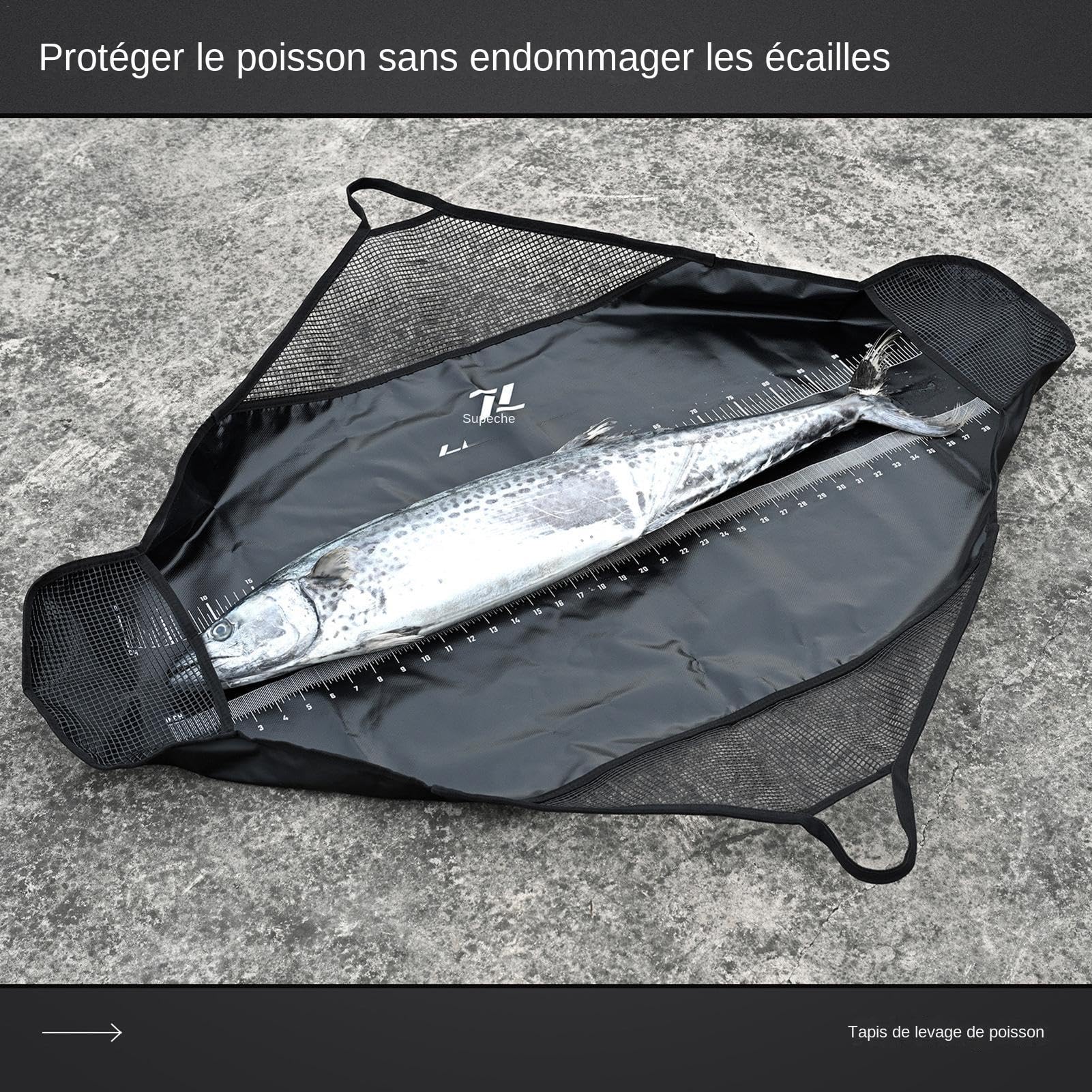 Sac de Pêche Portable pour Kayak - Peser et Protéger le Poisson - Écharpe de Pesée avec Poignée pour Gros Bar, Carpe