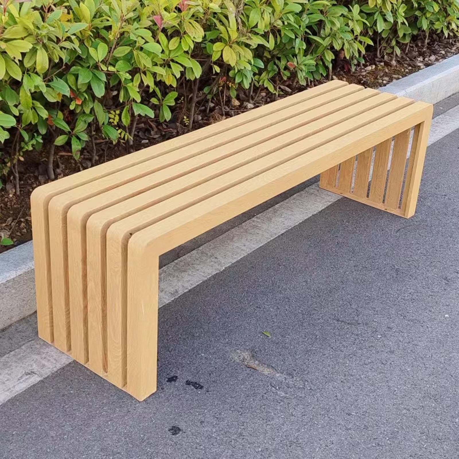 Outdoor Benches Weatherproof Backless, Galvanized Steel Material, Strong Load-Bearing, Patio Bench for Park Yard Front Porch Path(Natural,100 * 40 *