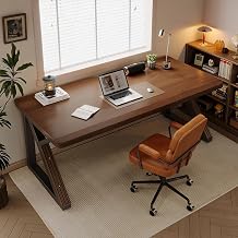 55" Solid Wood Computer Desk Two Person Double Desk for Home Office