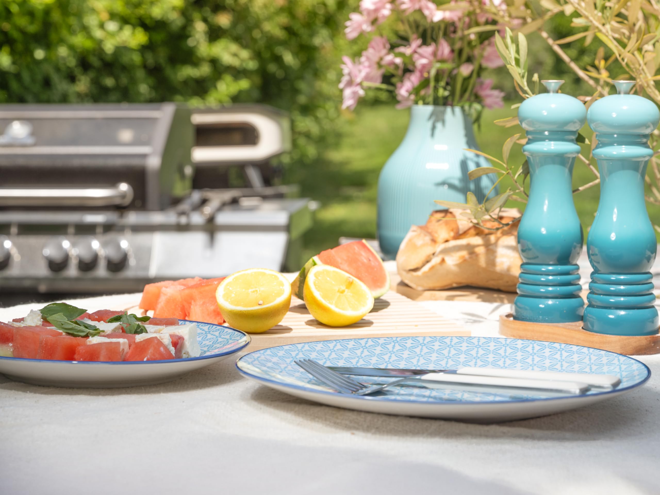 CreaTable, 24760, Serie Mediterran Blau, 16-teiliges Geschirrset für 4 Personen, Kombiservice aus Steinzeug, spülmaschinen- und mikrowellengeeignet, Qualitätsproduktion