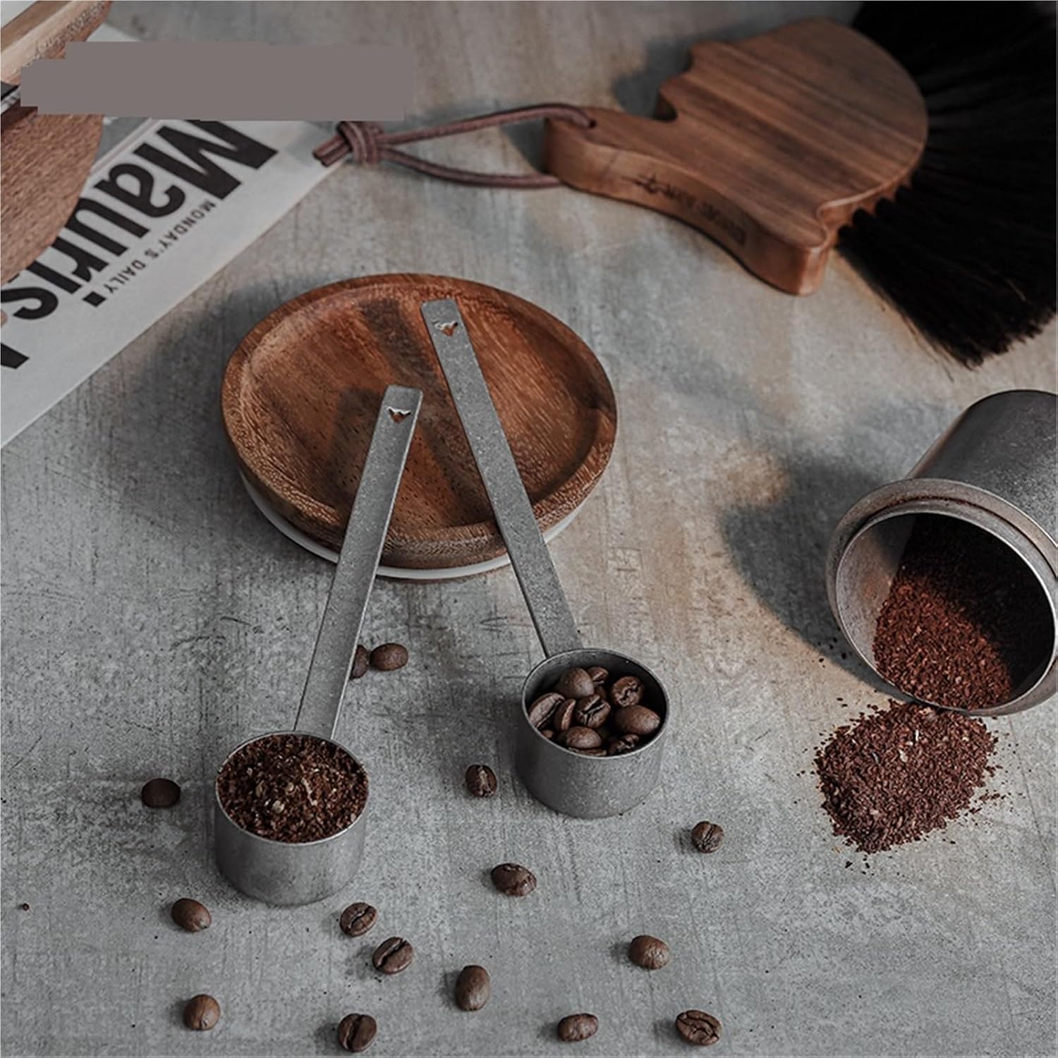 Coffee Scoop Coffee Measuring Scoop Stainless Steel Long Handle Spoon 4 Pieces Tools Kitchen Accessories(2pcs Sliver)