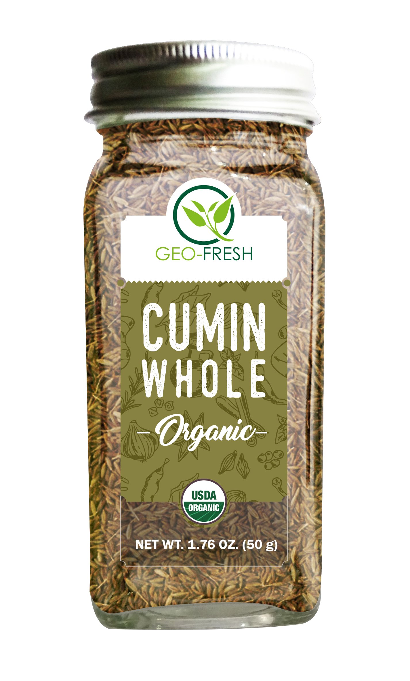 Geo Fresh Organic Cumin Whole, 50g | Jeera| Spice & Masala| Enhance Flavour| No Artifical Colour & Preservatives| 100% Organic, Non-GMO, USDA Certified, Jaivik Bharat Certified
