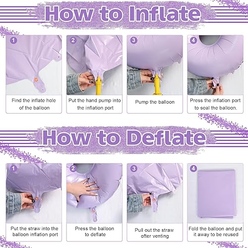 Miniatura 7 de Globos de cumpleaños de color morado pastel de números 12, 40 pulgadas, globos gigantes de aluminio de Mylar de número 1 y 2 para niñas de 12