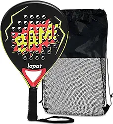 Raquete de Padel LAPAT com Bolsa de Cobertura - Superfície de Carbono com Espuma de Memória EVA - Raquetes de Paddle Leves (Branca)
