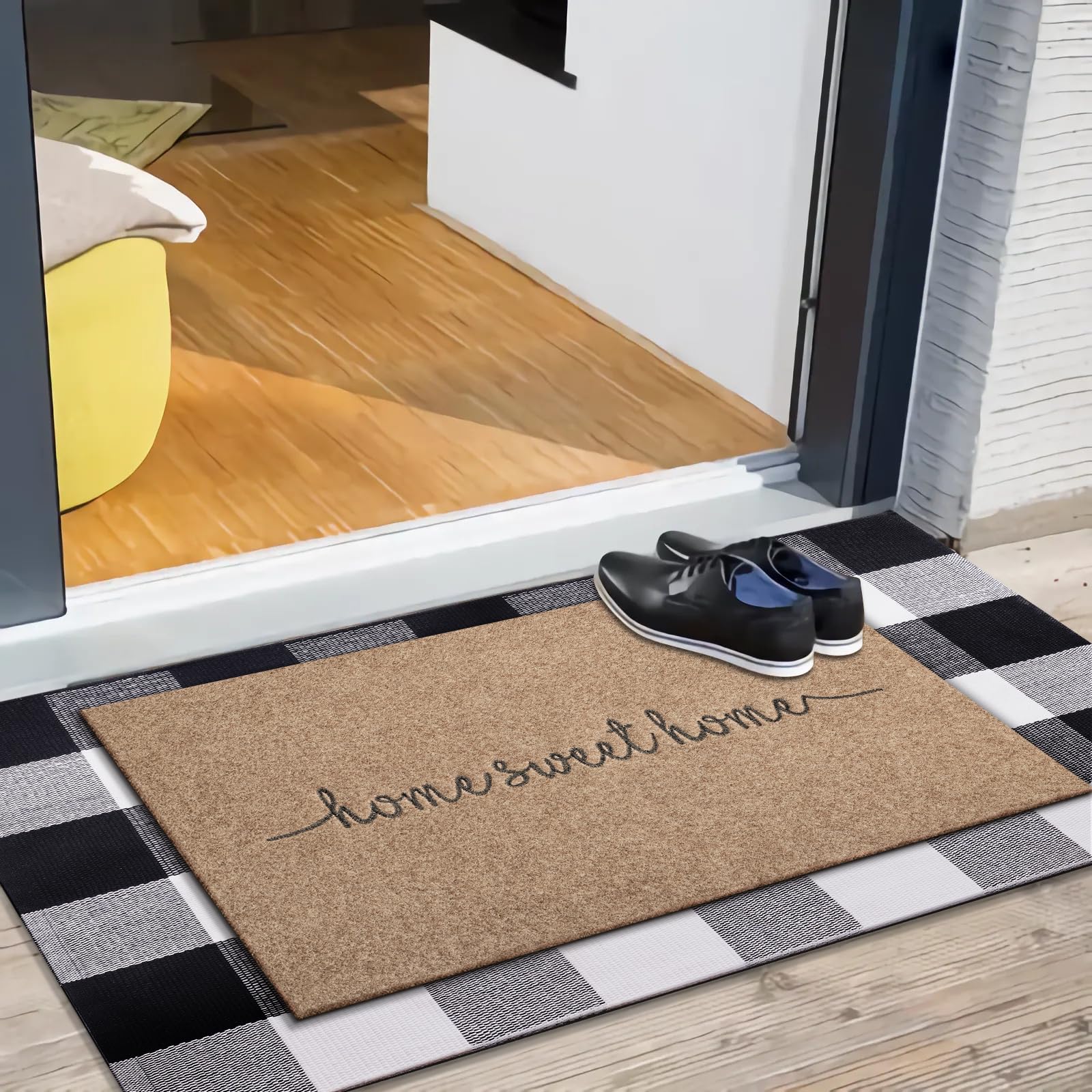 Lzuso Door Mat Home Sweet Home Welcome Mats Outdoor and Indoor Durable Low Profile Non Slip Front Welcome Mat for Home Entrance Outside Entry - Image 4