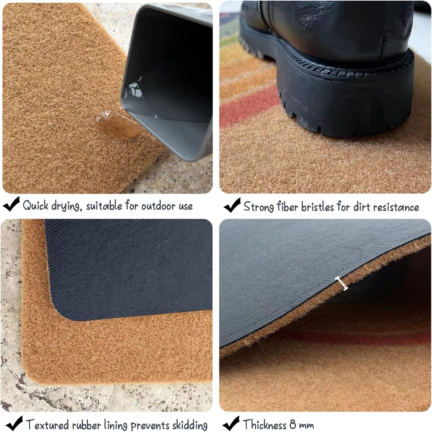 Indoor Door Rugs for Inside House, Inside Front Door Mat Keys Glasses Phone Candles Out & Turn Off Iron & Stove Rubber Backing Protect The Floor 30X18 Inch