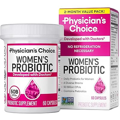 Physician's CHOICE Probiotics for Women - PH Balance, Digestive, UT, & Feminine Health - 50 Billion CFU - 6 Unique Strains for Her - Organic Prebiotics, Cranberry Extract+ - Women Probiotic - 30 CT