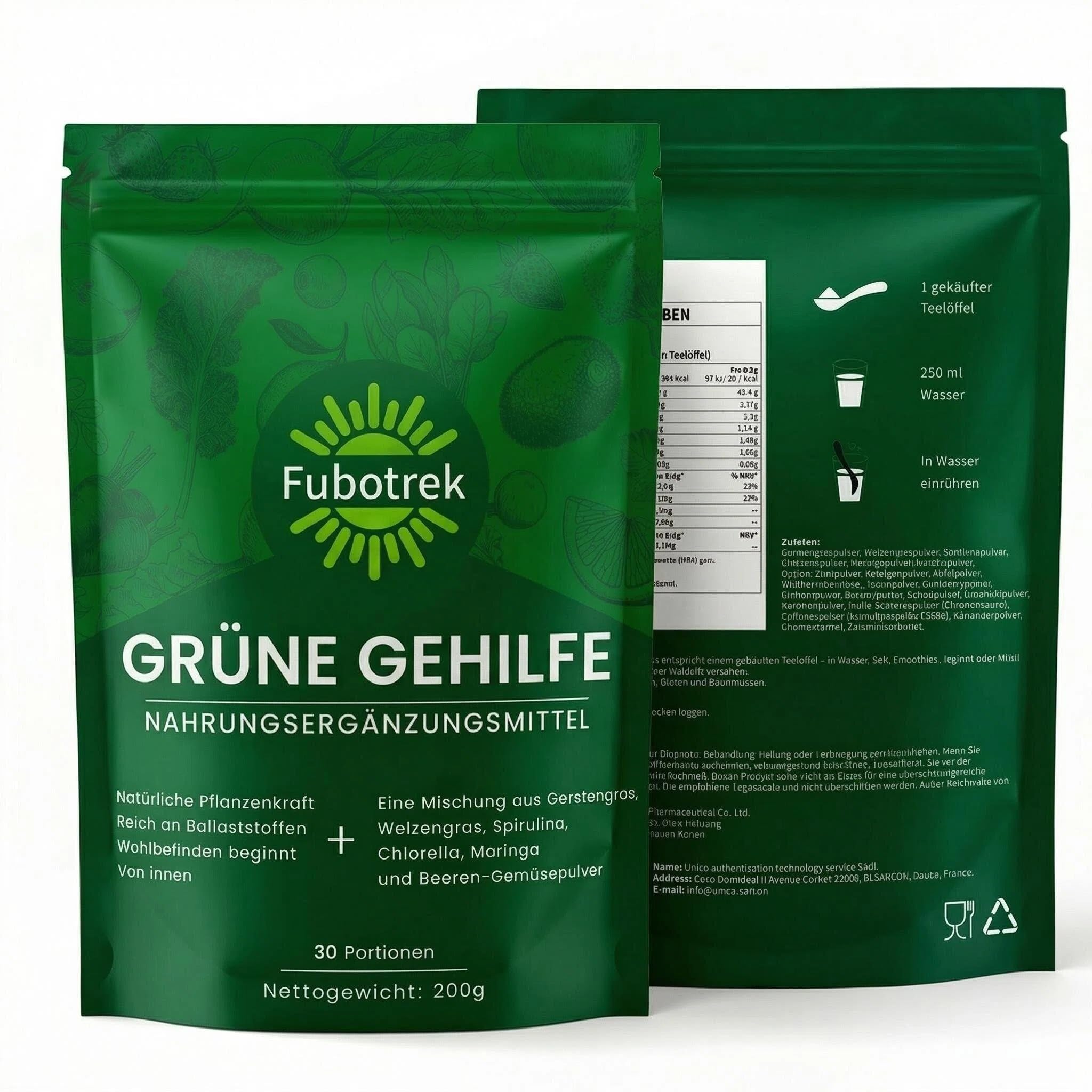 Grüne Entgiftungspulver, 200g Grüne Superfood Pulver Helfer, Greens Pulver mit Matcha Spirulina, Gerstengras, Moringa, Ballaststoffreich & Vegan | Natürliches Pflanzenpulver für Alltag & Ernährung