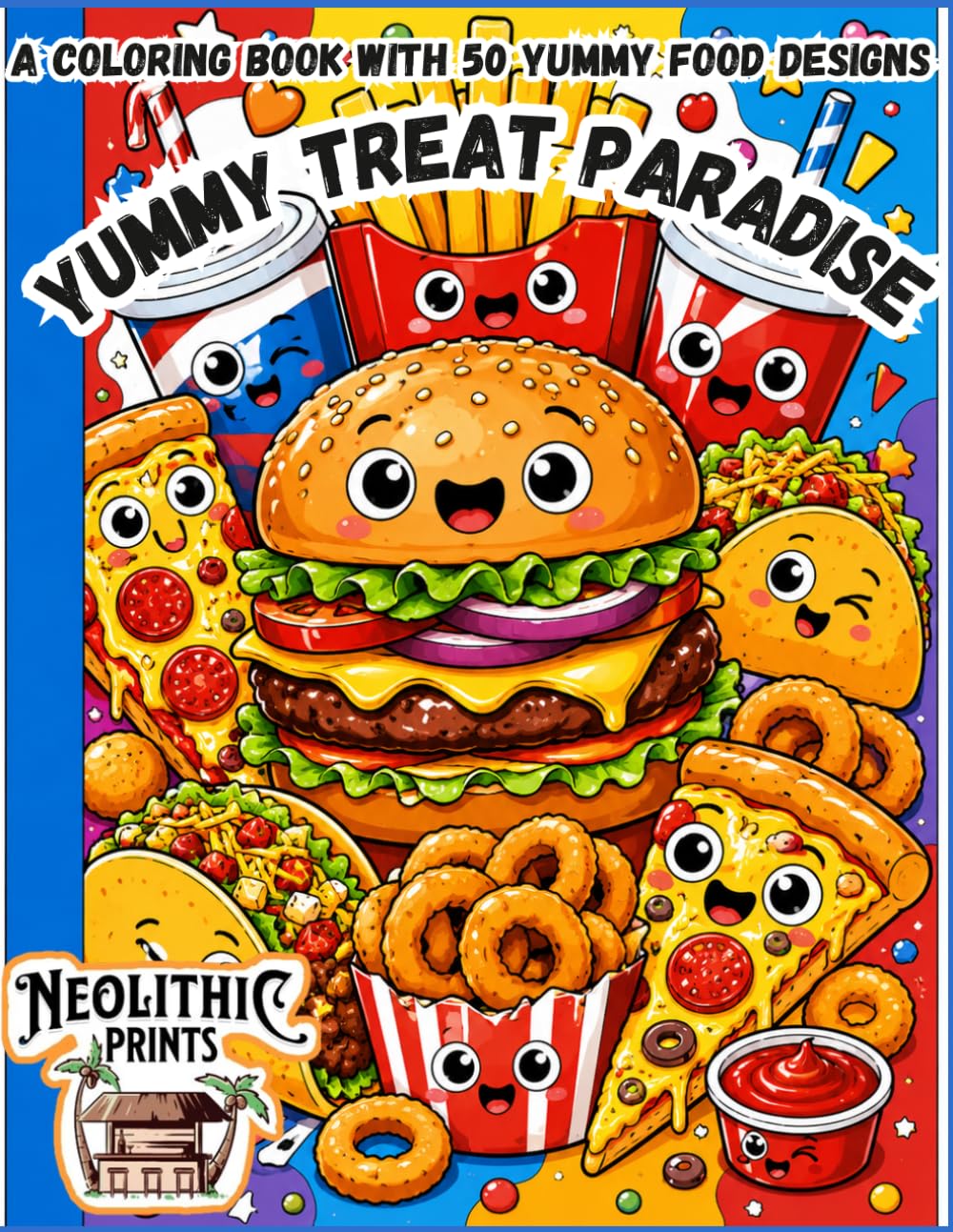 Yummy Treat Paradise: A Coloring Book with 50 Yummy Food Designs