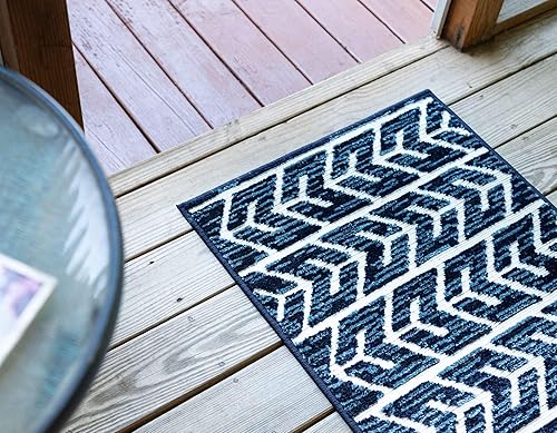 Miniatura 5 de Unique Loom Sabrina Soto Sabrina Soto Outdoor Collection - Alfombra Aston (2 x 8 pies, color negromarfil)